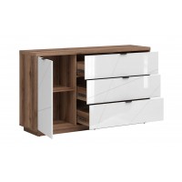 Kumode FORN SZF2D2S, ozols delano/balts glancēts